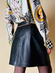 Minigonna in pelle nera “Stefanel”
