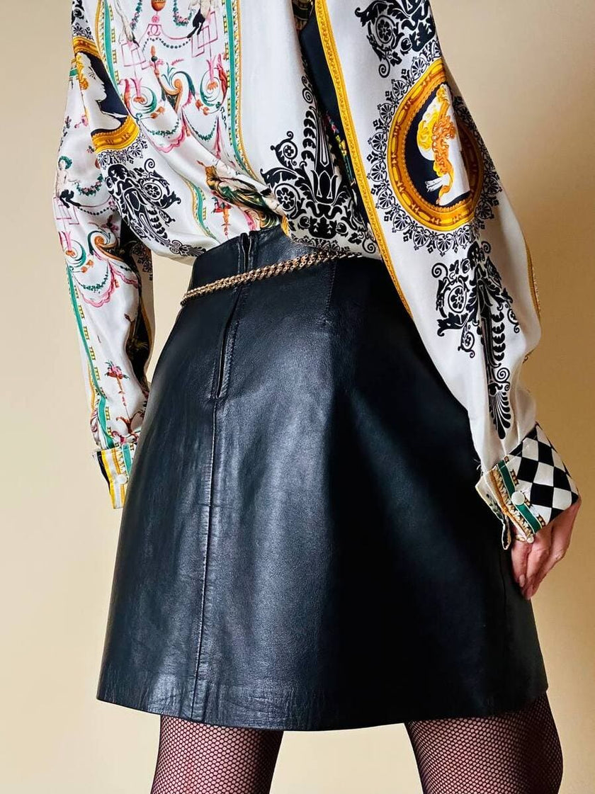 Minigonna in pelle nera “Stefanel”