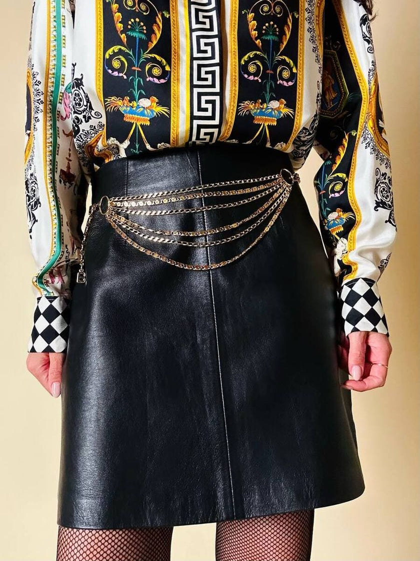 Minigonna in pelle nera “Stefanel”