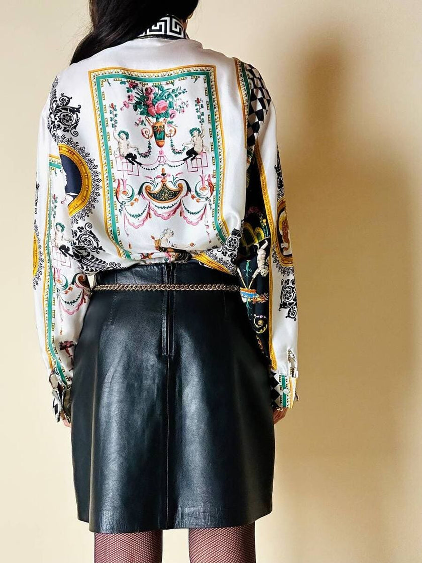 Minigonna in pelle nera “Stefanel”