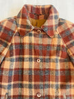 Over coat in lana tartan cammello e grigio