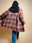 Over coat in lana tartan cammello e grigio