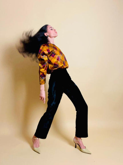 Pantalone in velluto nero Caractère