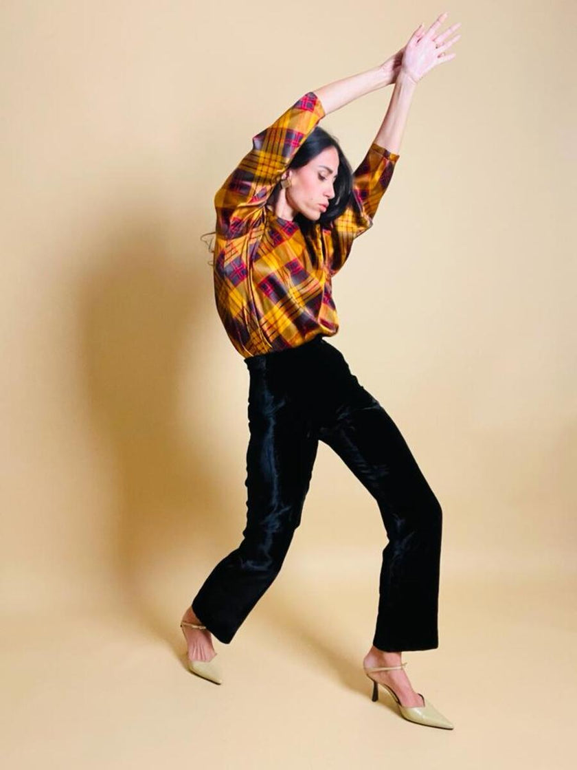 Pantalone in velluto nero Caractère