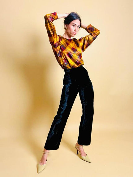Pantalone in velluto nero Caractère