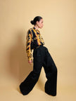 Pantalone a palazzo in cotone nero 