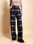 Pantalone a palazzo in flanella di lana fantasia check