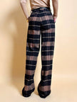 Pantalone a palazzo in flanella di lana fantasia check