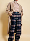 Pantalone a palazzo in flanella di lana fantasia check
