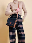 Pantalone a palazzo in flanella di lana fantasia check
