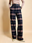 Pantalone a palazzo in flanella di lana fantasia check