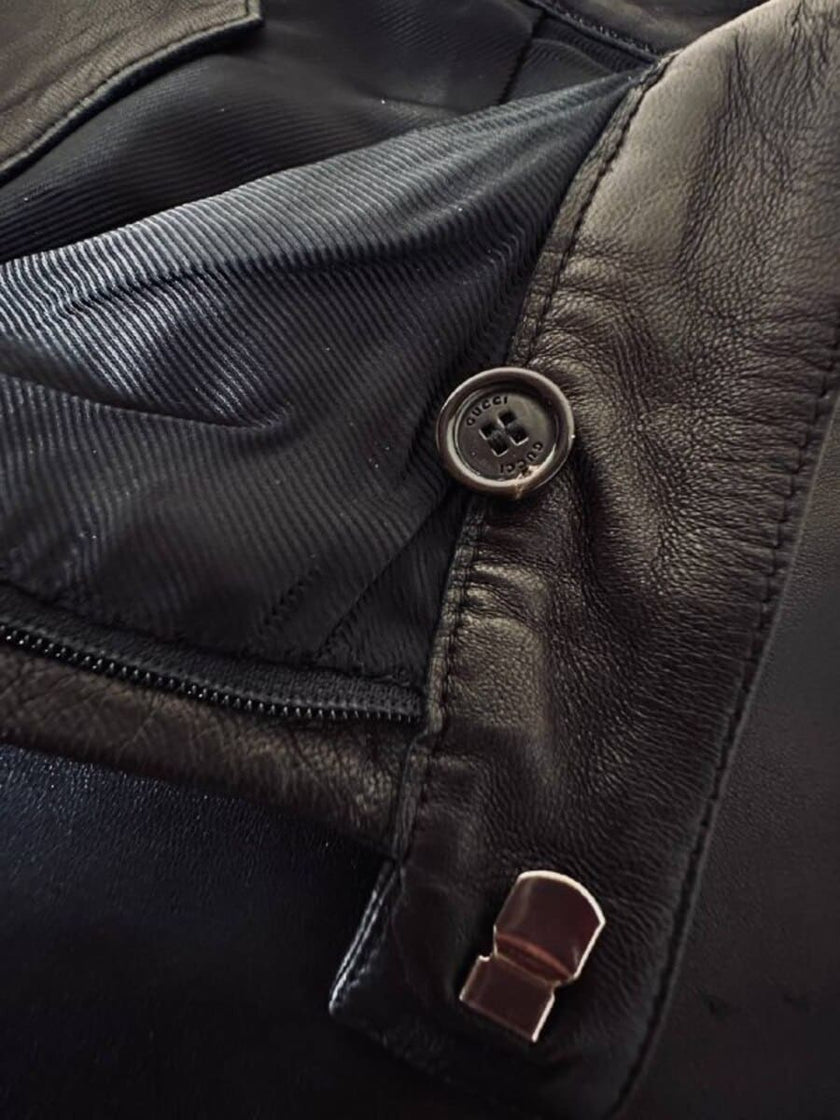 Pantalone vintage Gucci modello a sigaretta in pelle nera
