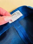 Pantalone a vita alta in raso bluette