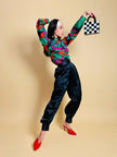 Harem pants in raso nero plissé