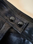 Pantalone in pelle nera con pinces “Oux follies d’Isabel”
