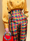 Pantalone in seta check Yves Saint Laurent