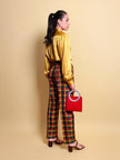 Pantalone in seta check Yves Saint Laurent