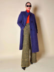 Pantalone a palazzo giallo e nero in lana bouclé fantasia pied de coque “Weili Zheng”