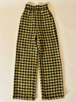 Pantalone a palazzo giallo e nero in lana bouclé fantasia pied de coque “Weili Zheng”