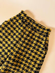 Pantalone a palazzo giallo e nero in lana bouclé fantasia pied de coque “Weili Zheng”