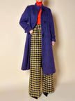 Pantalone a palazzo giallo e nero in lana bouclé fantasia pied de coque “Weili Zheng”