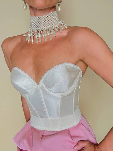 Maxi choker di perle bianche