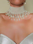 Maxi choker di perle bianche