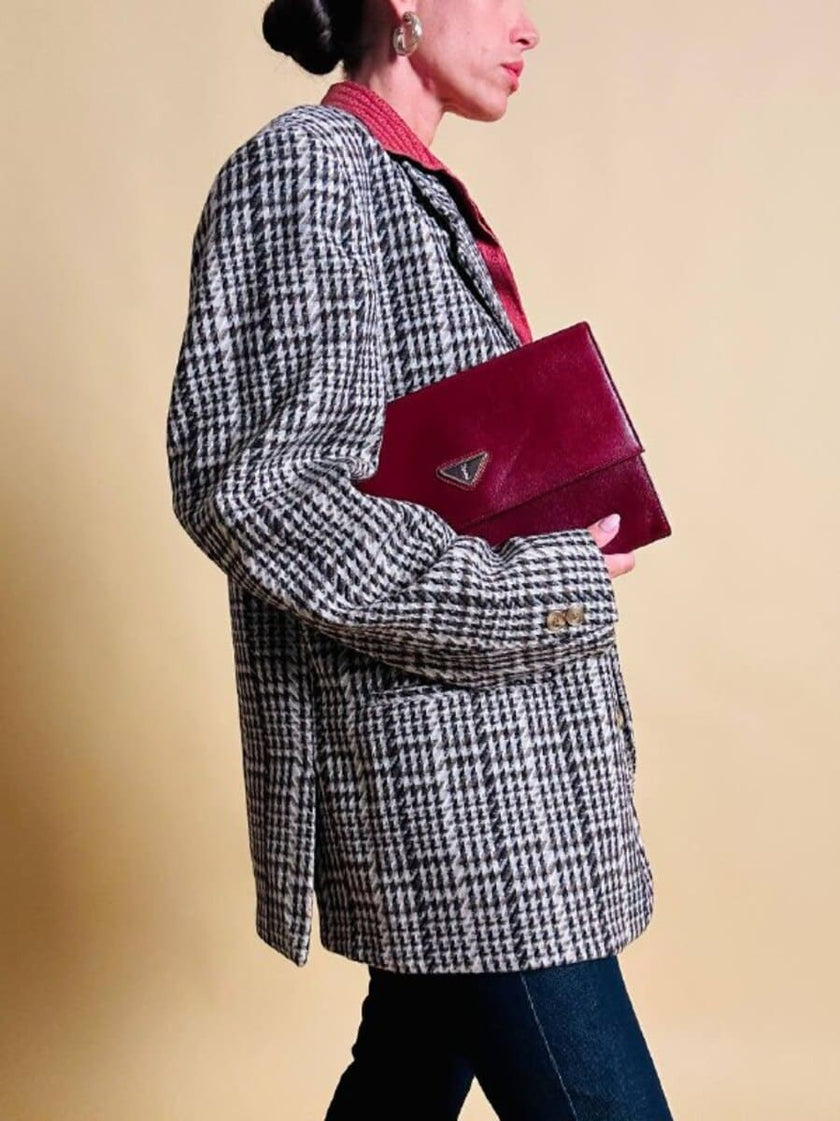 Pochette in saffiano bordò 