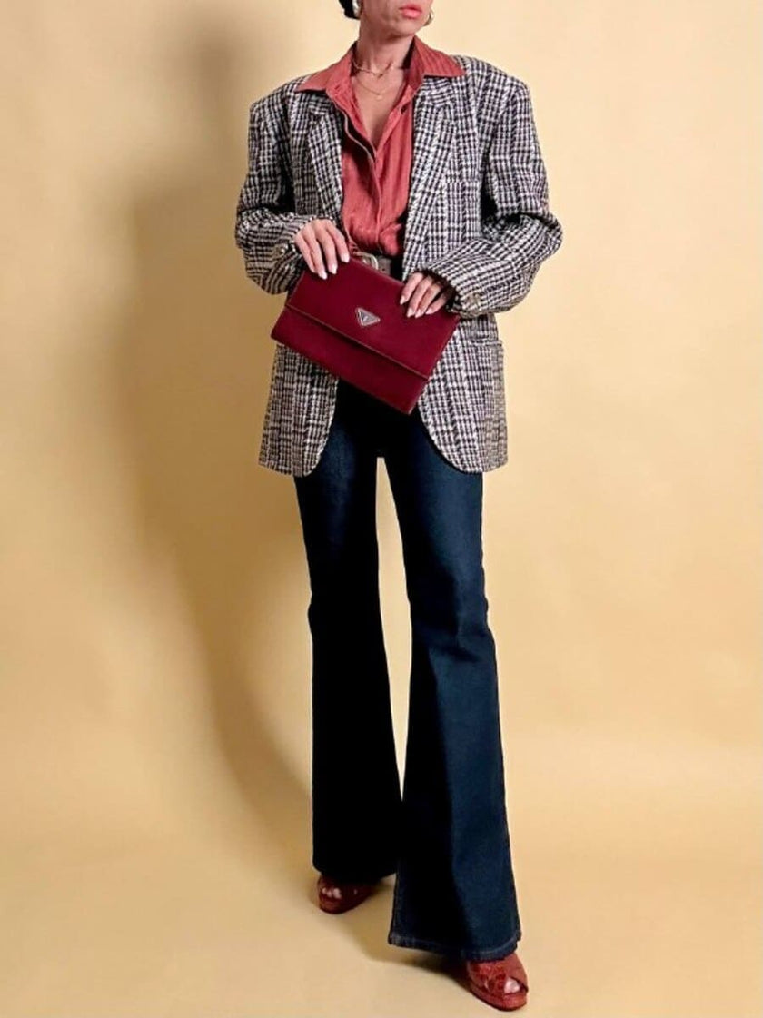 Pochette in saffiano bordò 