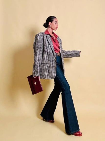 Pochette in saffiano bordò 