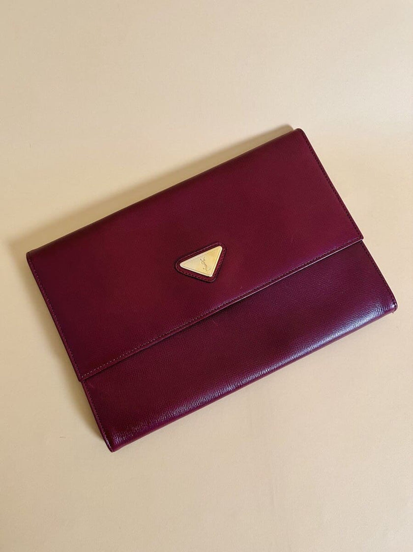 Pochette in saffiano bordò 