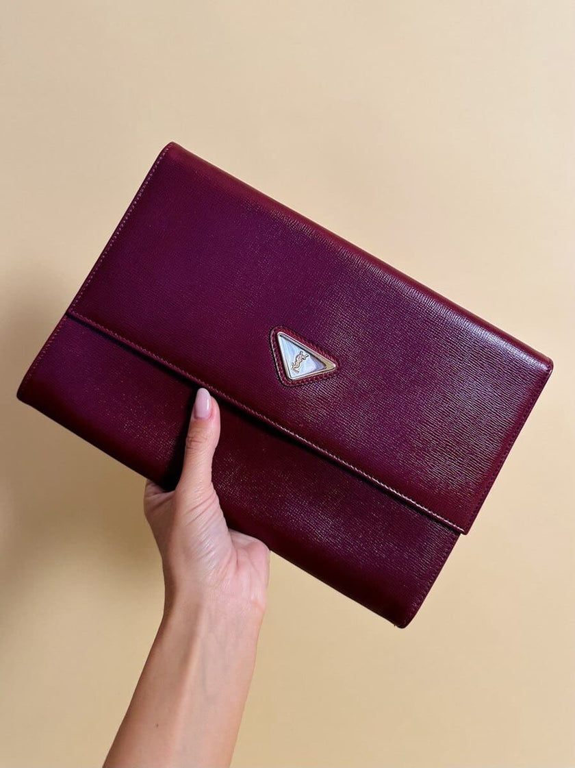 Pochette in saffiano bordò 
