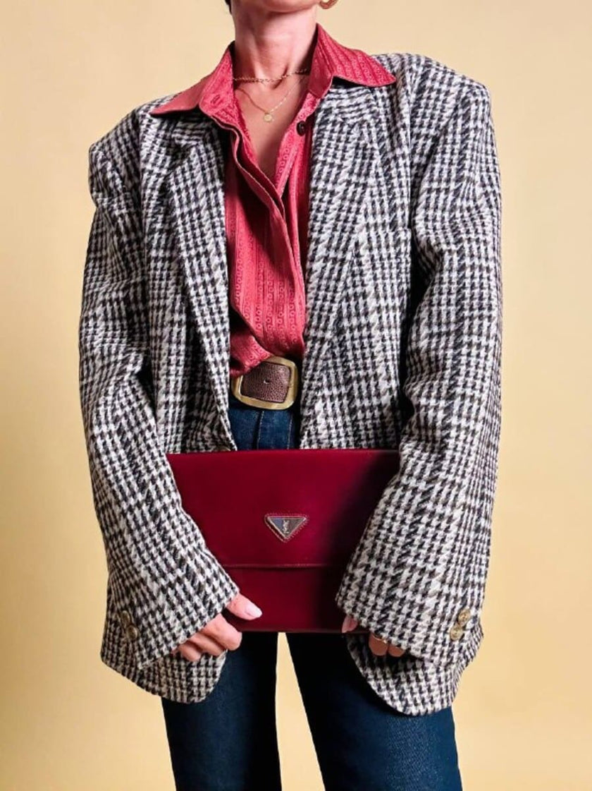 Pochette in saffiano bordò 