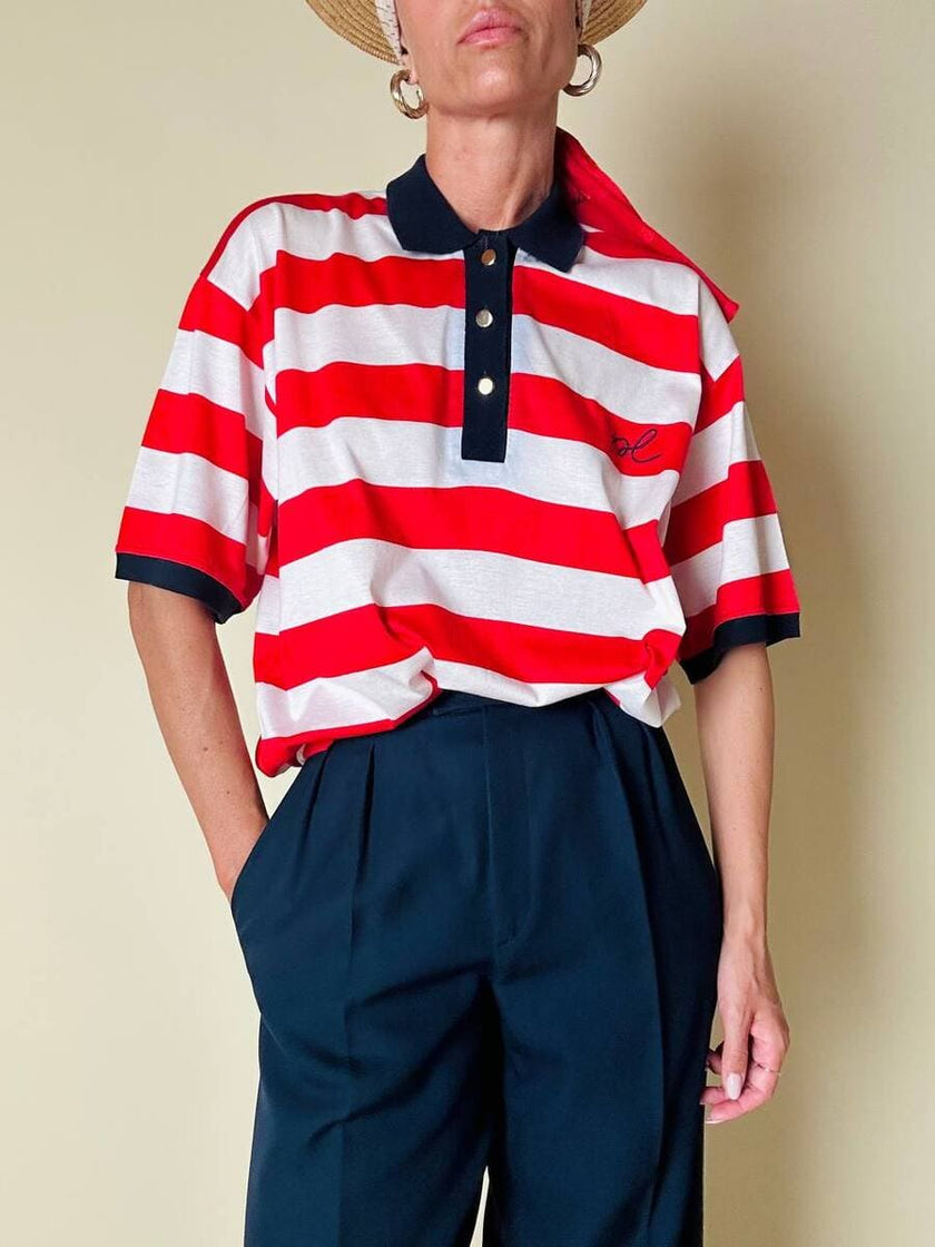Polo a righe bianche e rosse “Yves Saint Laurent”