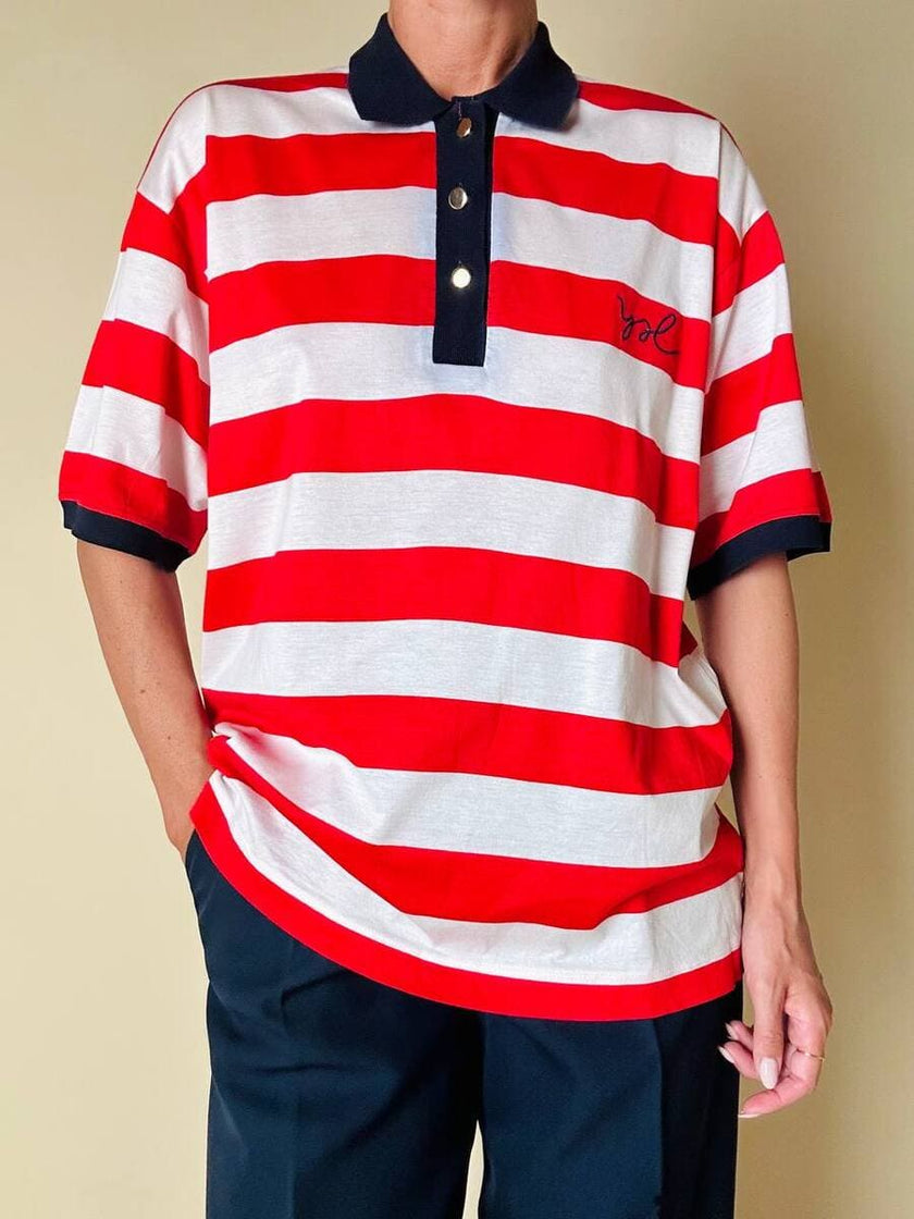 Polo a righe bianche e rosse “Yves Saint Laurent”