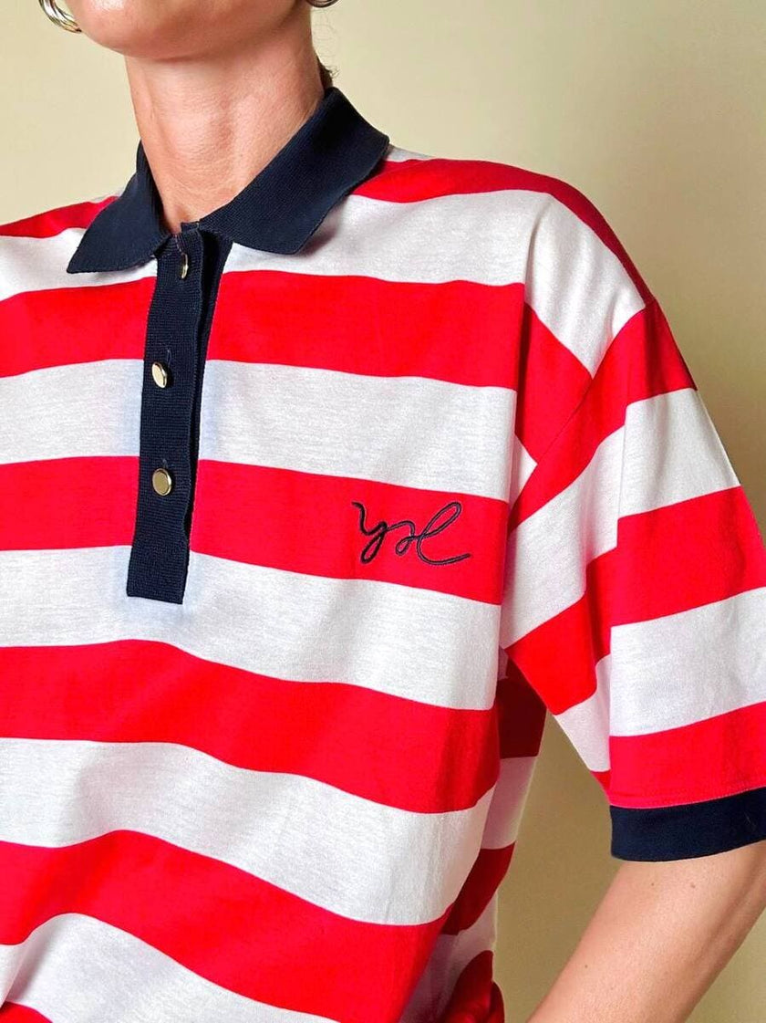 Polo a righe bianche e rosse “Yves Saint Laurent”