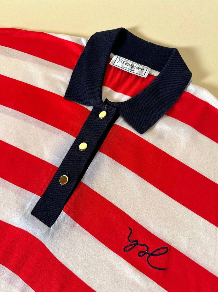 Polo a righe bianche e rosse “Yves Saint Laurent”