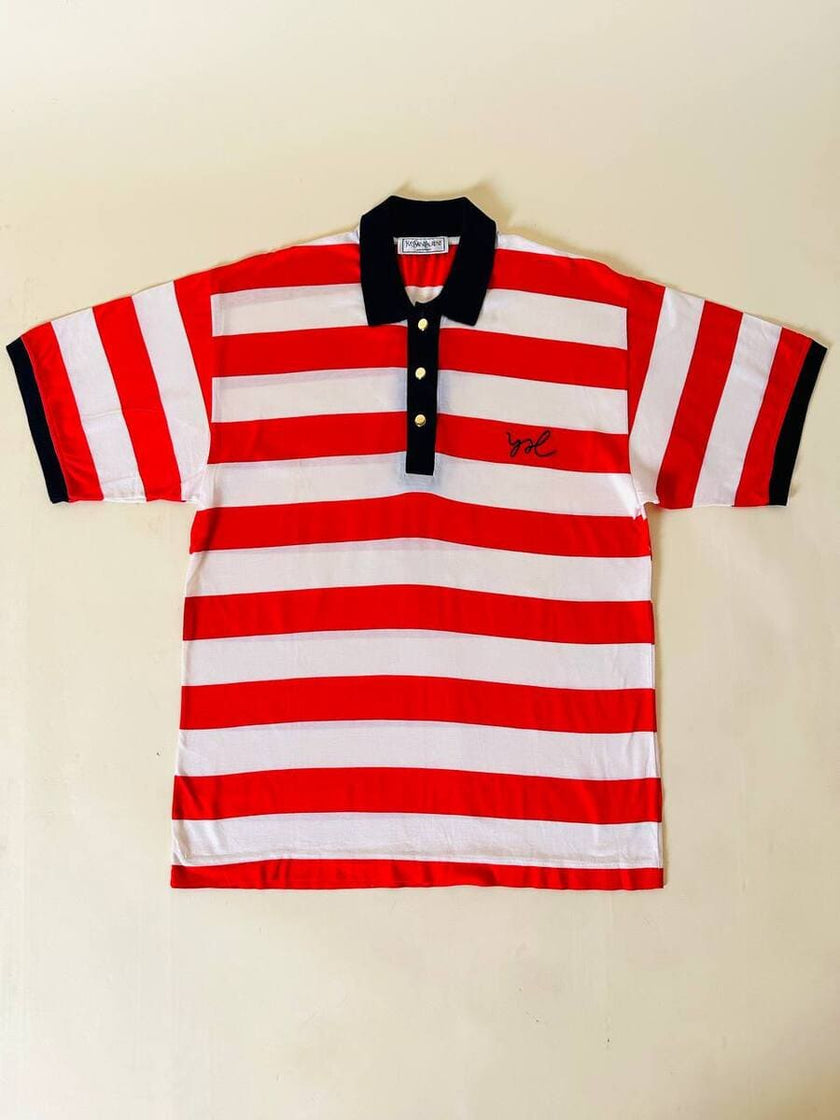 Polo a righe bianche e rosse “Yves Saint Laurent”