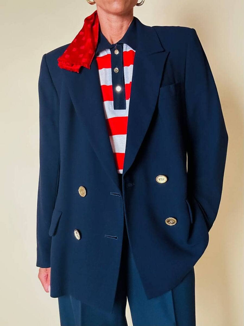 Polo a righe bianche e rosse “Yves Saint Laurent”