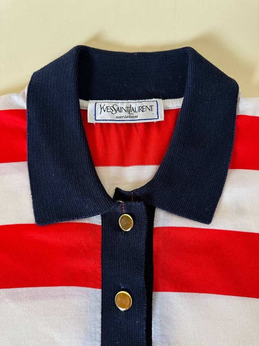 Polo a righe bianche e rosse “Yves Saint Laurent”