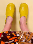 Sabot con platform in pelle giallo senape