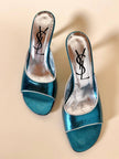 Sabot in laminato ottanio con piping argento “Yves Saint Laurent”
