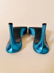 Sabot in laminato ottanio con piping argento “Yves Saint Laurent”