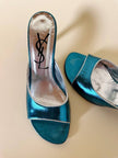 Sabot in laminato ottanio con piping argento “Yves Saint Laurent”
