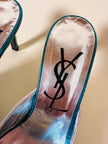 Sabot in laminato ottanio con piping argento “Yves Saint Laurent”