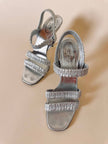 Sandali in laminato argento con tacco a spillo “Prada”