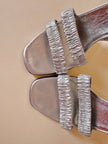 Sandali in laminato argento con tacco a spillo “Prada”