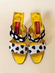 Sandali a due fasce in gros grain stampa cuori “Andrea Pifster Couture”