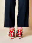 Sandali a due fasce in gros grain stampa cuori “Andrea Pifster Couture”