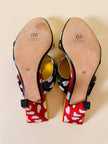Sandali a due fasce in gros grain stampa cuori “Andrea Pifster Couture”